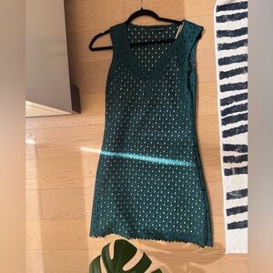 Zara: EyeletGreen Sleeveless Dress